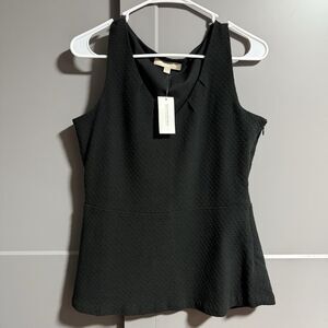 NWT Banana Republic V-Neck Peplum Knit Top Black 6 Office Business Corpgore